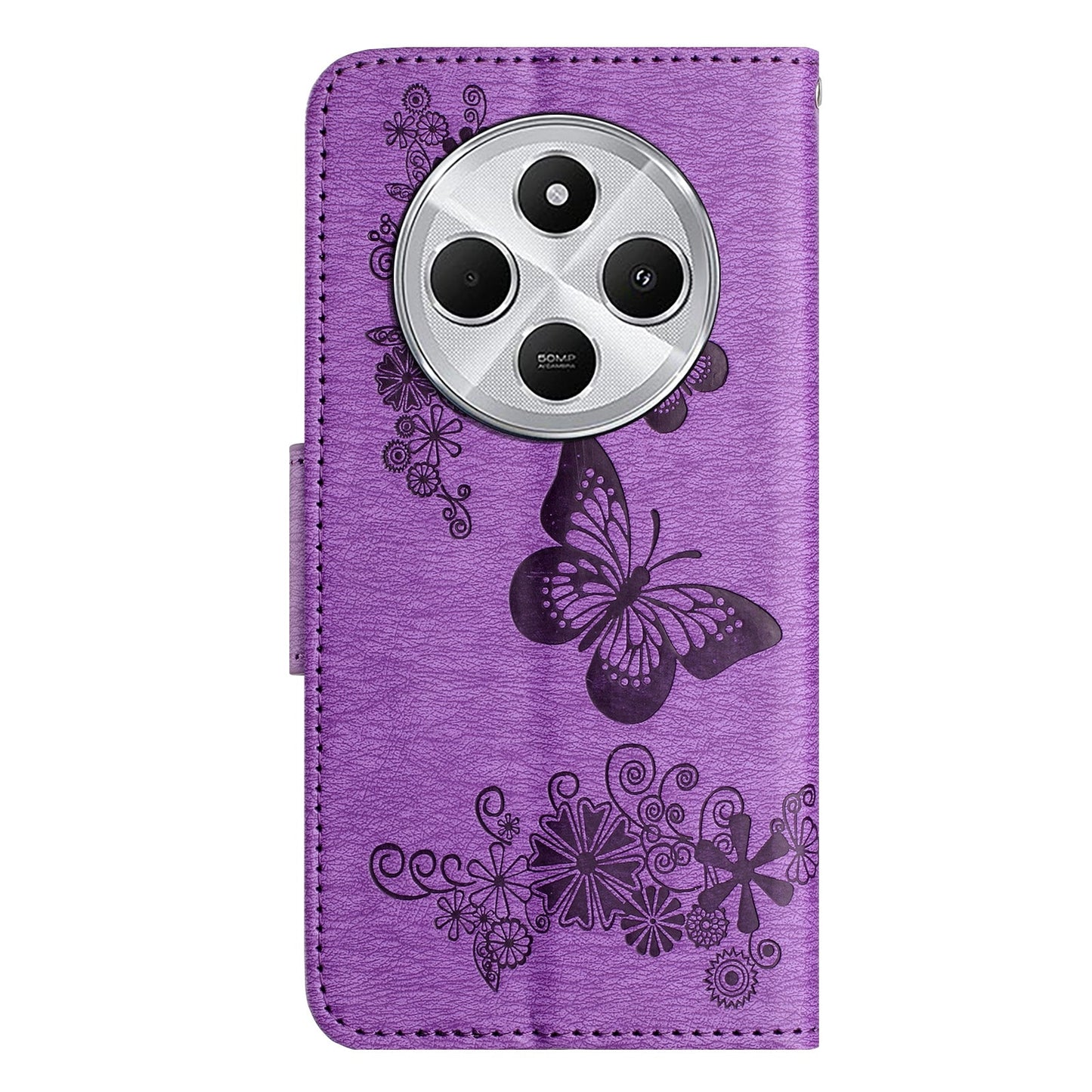 For Redmi 14C Butterfly Embossed Flip Leather Phone Case(Purple)