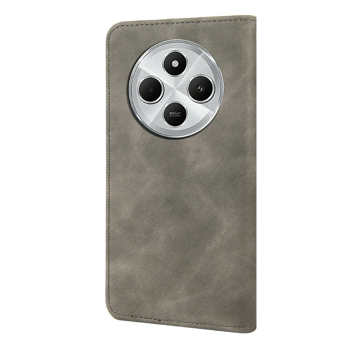 For Redmi 14C Skin Feel Splicing Leather Phone Case(Grey)