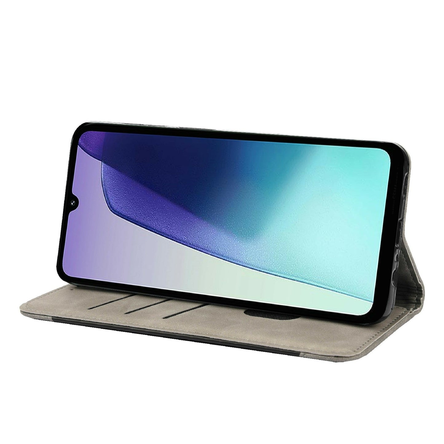 For Redmi 14C Skin Feel Splicing Leather Phone Case(Grey)