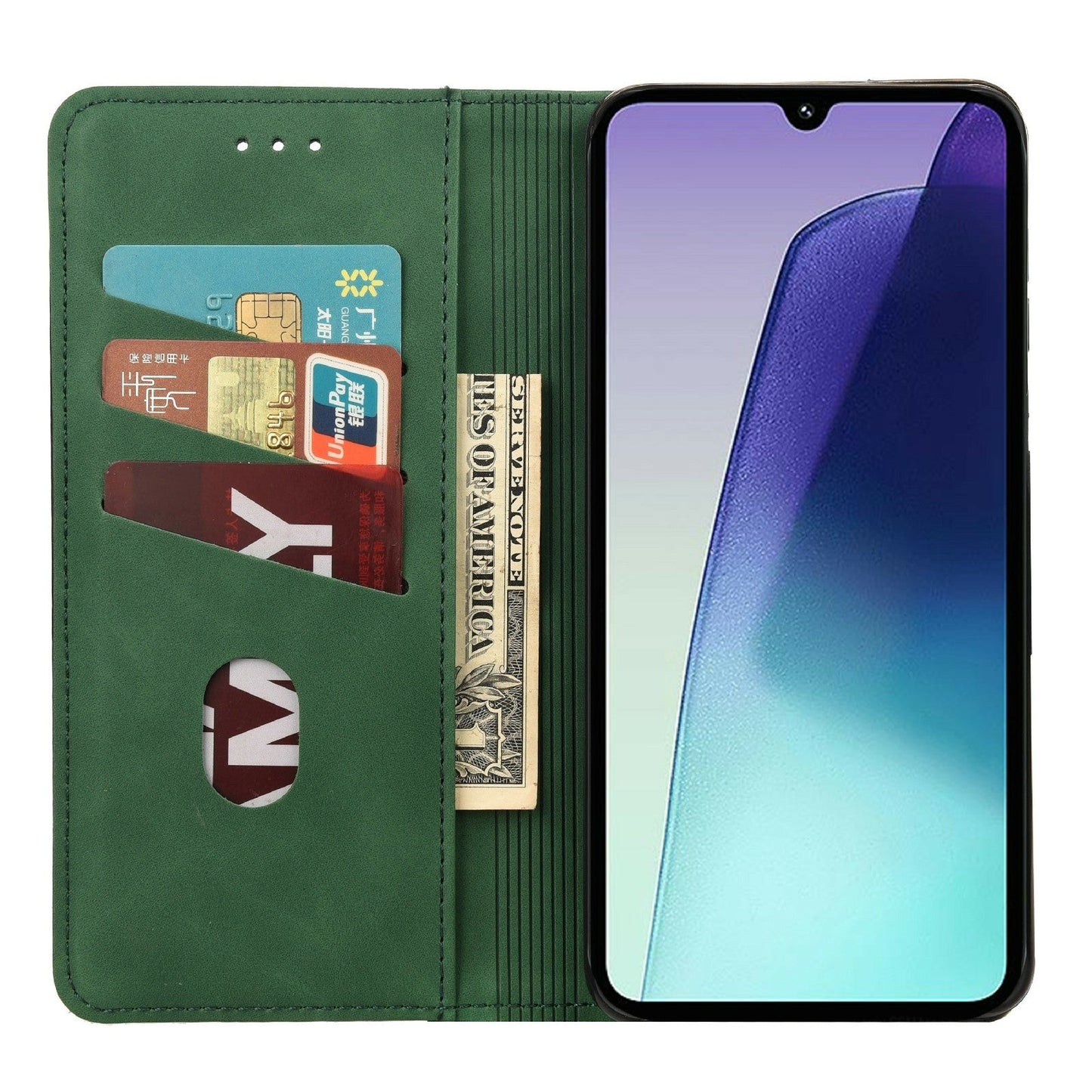 For Redmi 14C Skin Feel Splicing Leather Phone Case(Green)