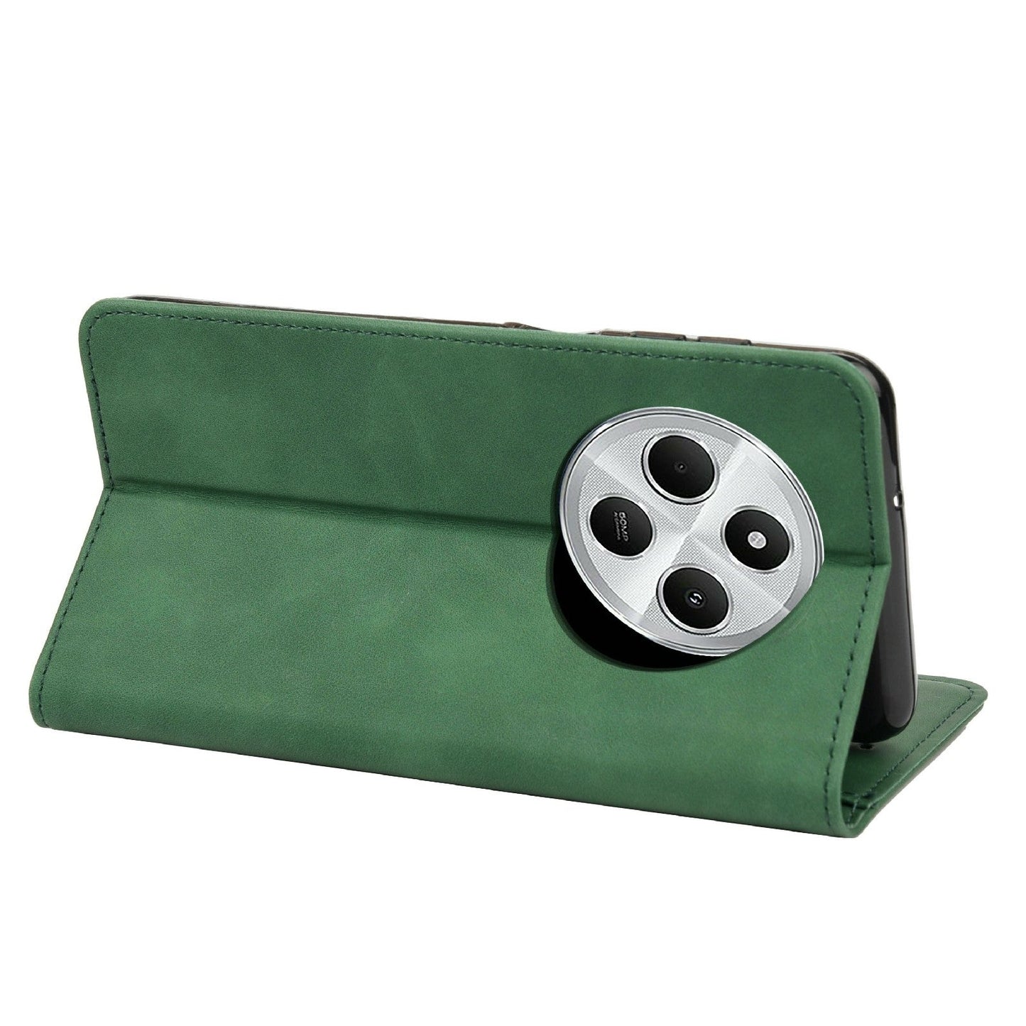 For Redmi 14C Skin Feel Splicing Leather Phone Case(Green)