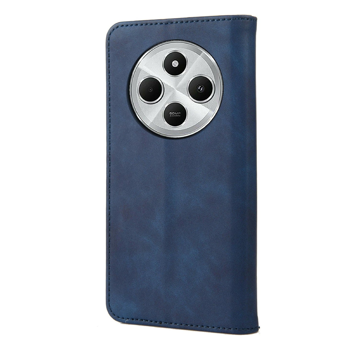 For Redmi 14C Skin Feel Splicing Leather Phone Case(Blue)