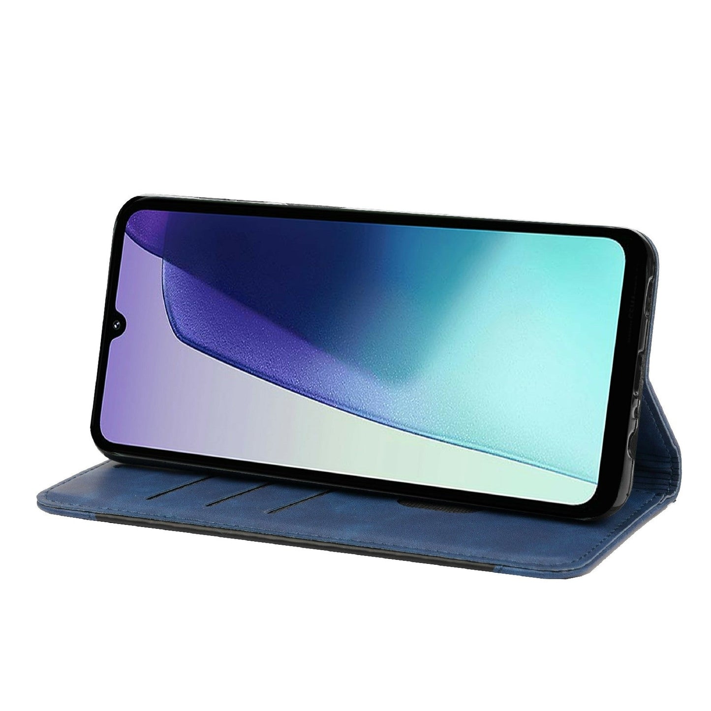 For Redmi 14C Skin Feel Splicing Leather Phone Case(Blue)