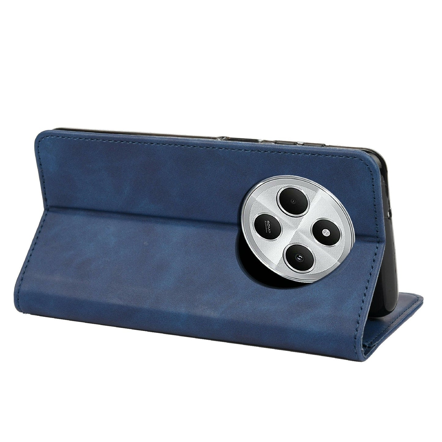 For Redmi 14C Skin Feel Splicing Leather Phone Case(Blue)