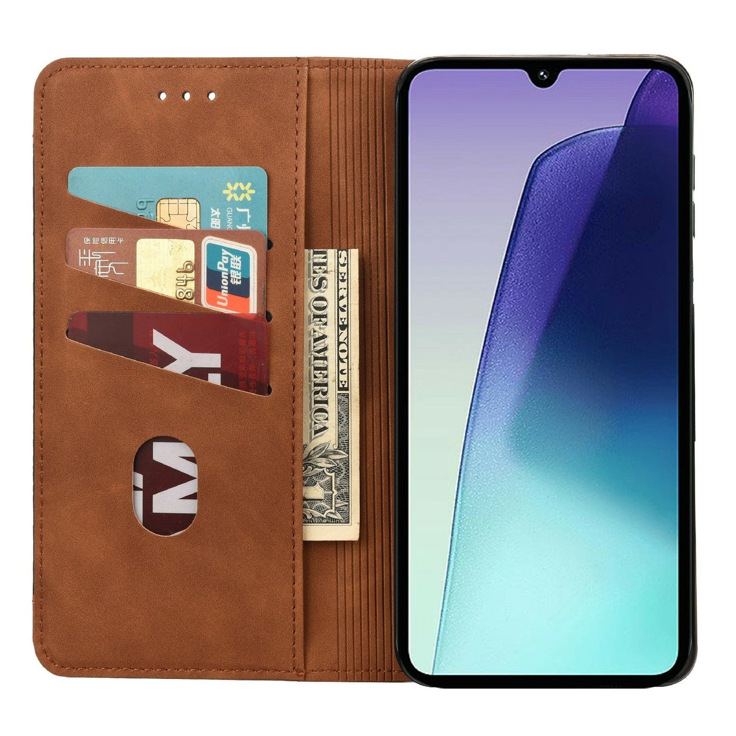 For Redmi 14C Skin Feel Splicing Leather Phone Case(Brown)