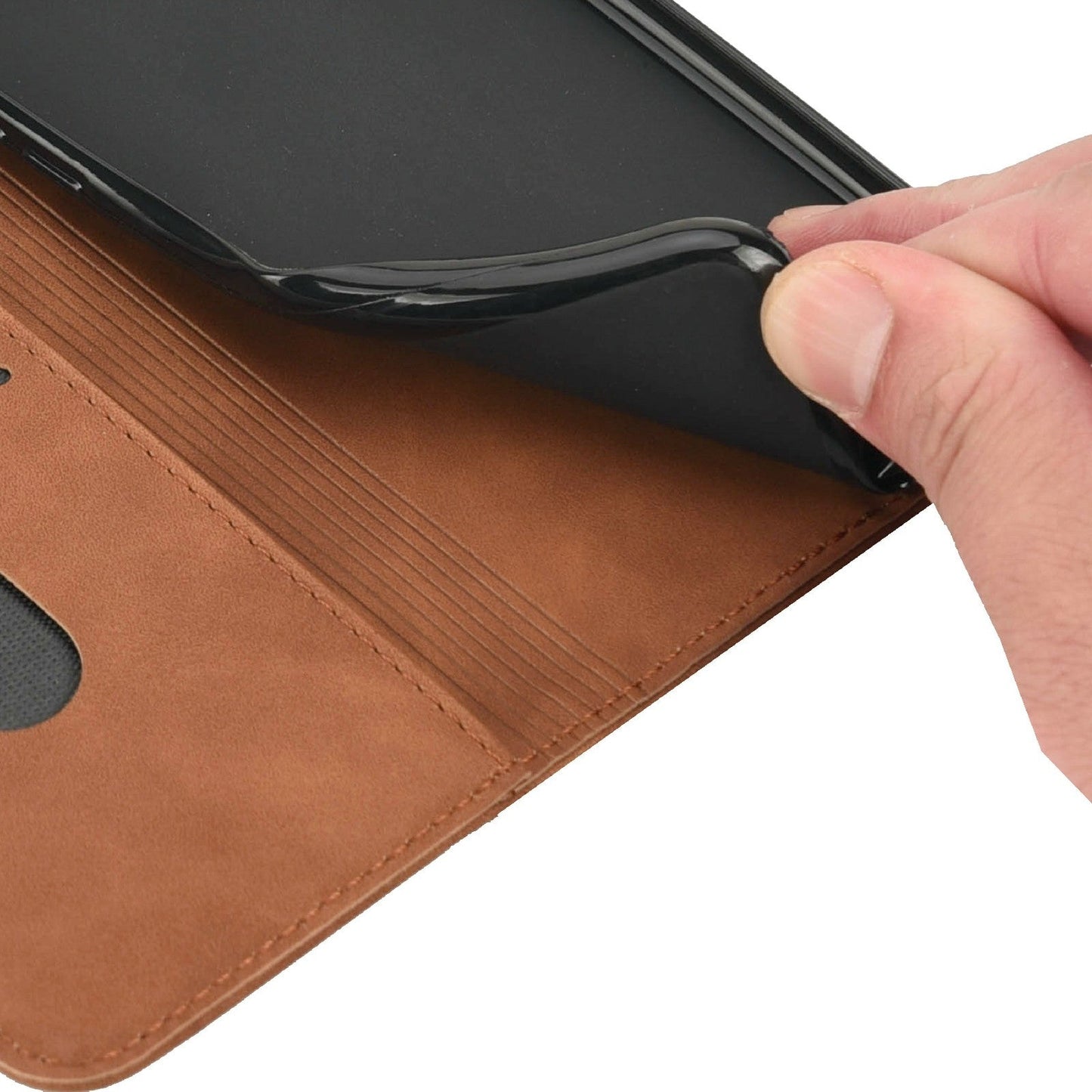 For Redmi 14C Skin Feel Splicing Leather Phone Case(Brown)