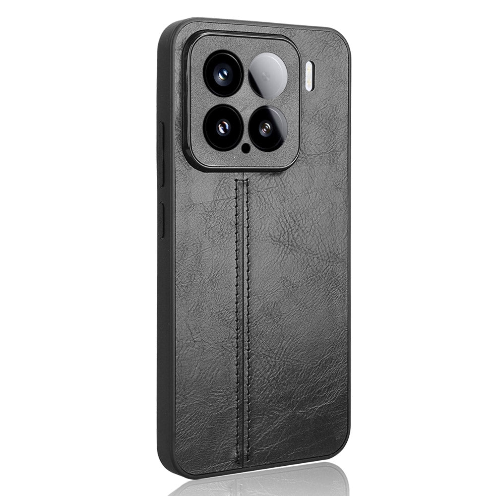 For Xiaomi 15 Pro Cow Pattern Sewing Back Cover Phone Case(Black)