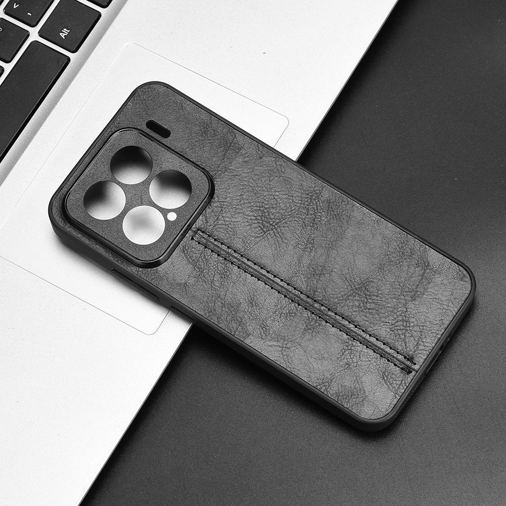 For Xiaomi 15 Pro Cow Pattern Sewing Card Bag Phone Case(Black)