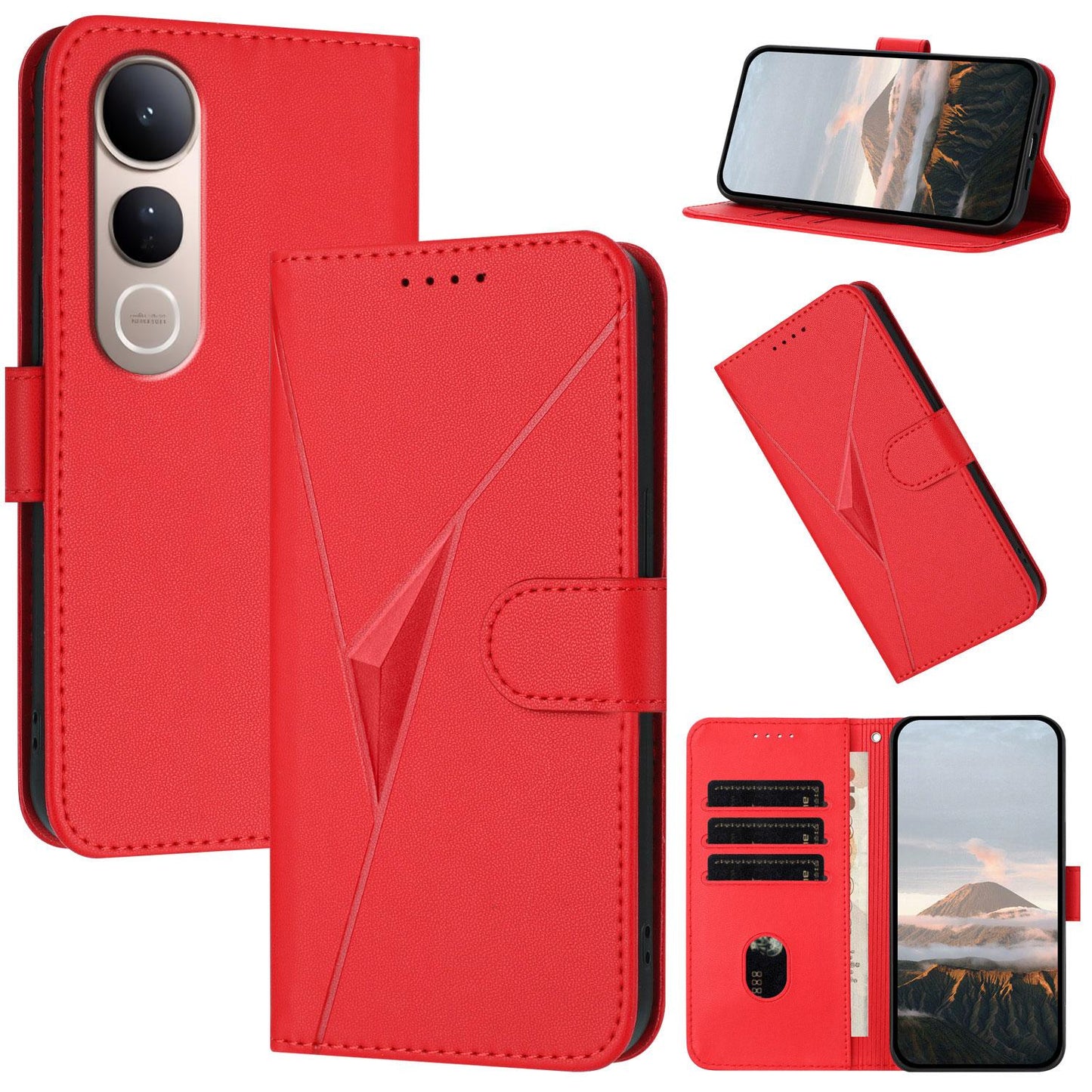 For vivo V50 Lite 4G / 5G Triangle Pattern Buckle Clasp Leather Phone Case(Red)