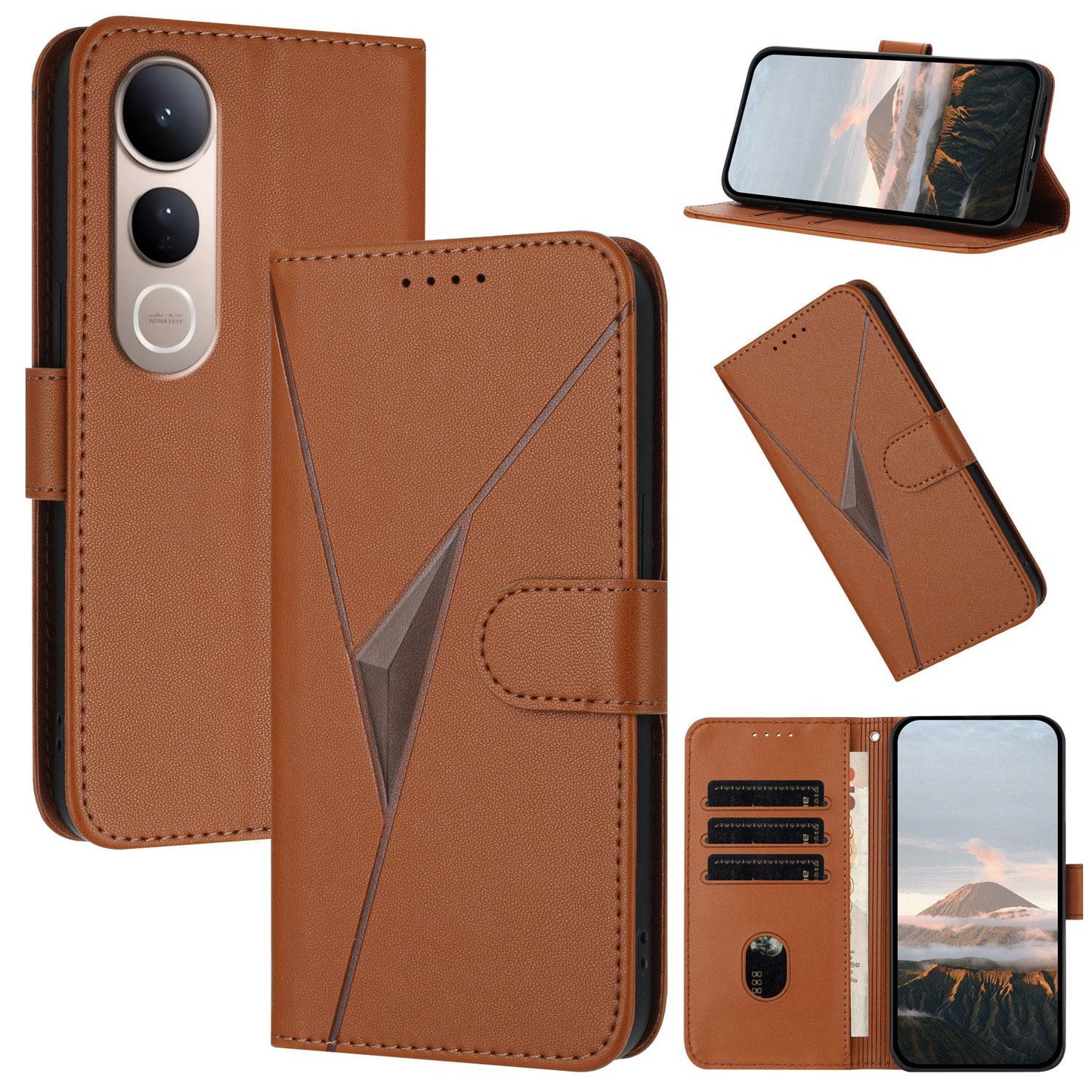 For vivo V50 Lite 4G / 5G Triangle Pattern Buckle Clasp Leather Phone Case(Brown)