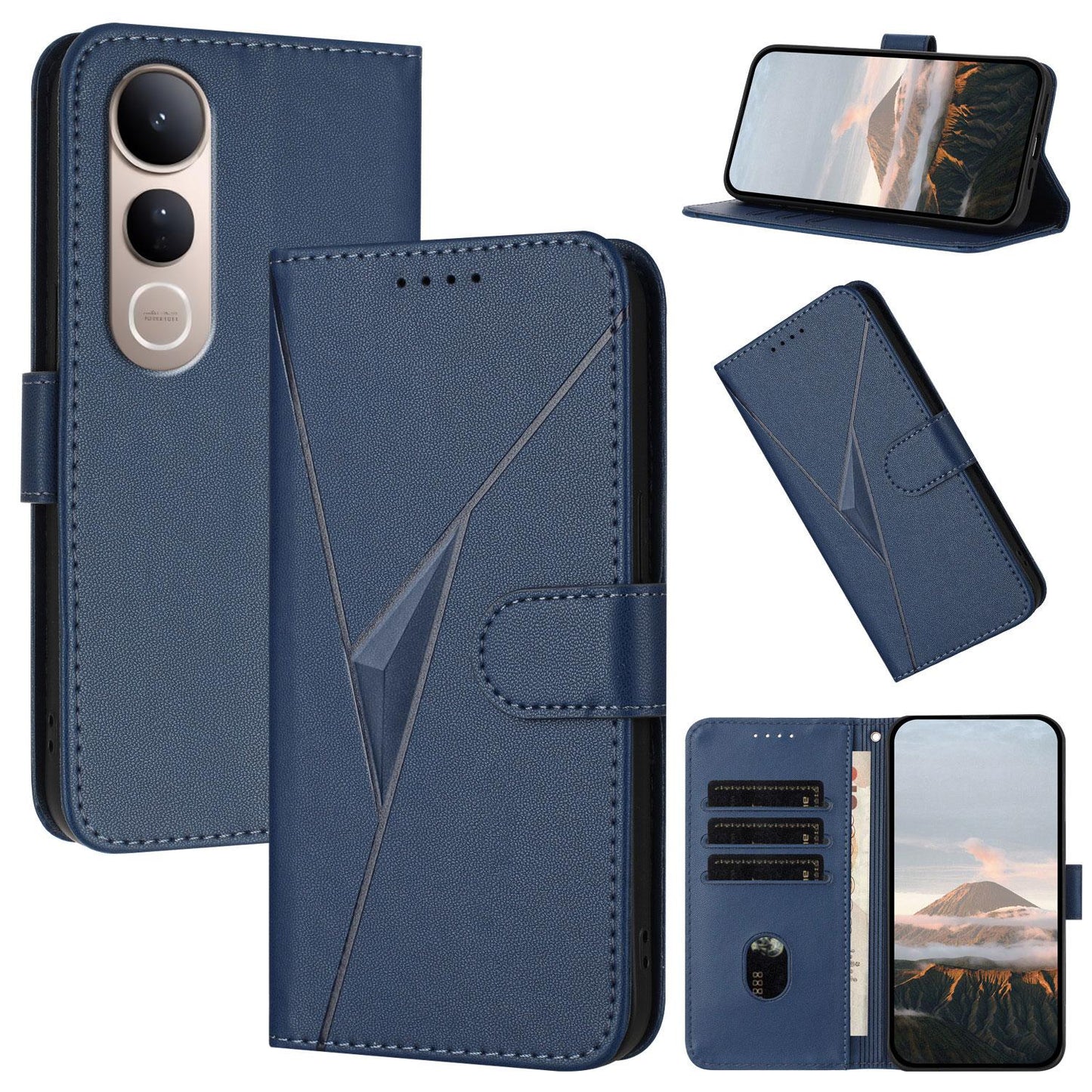 For vivo V50 Lite 4G / 5G Triangle Pattern Buckle Clasp Leather Phone Case(Royal Blue)