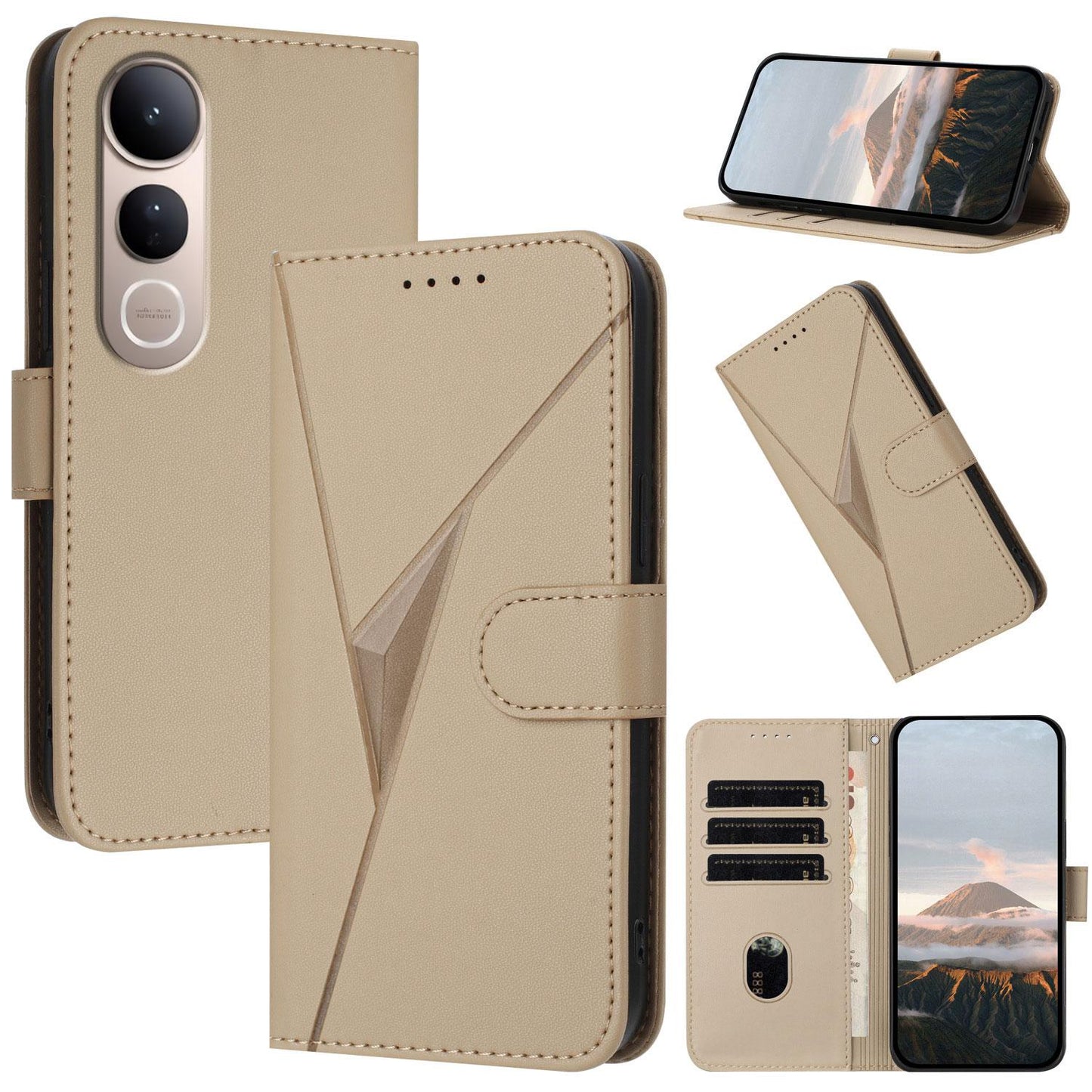 For vivo V50 Lite 4G / 5G Triangle Pattern Buckle Clasp Leather Phone Case(Gold)
