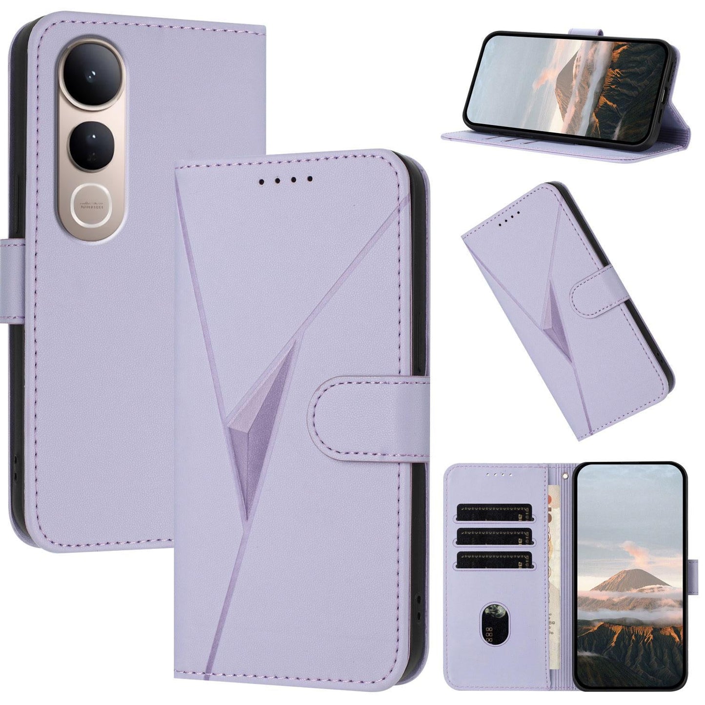 For vivo V50 Lite 4G / 5G Triangle Pattern Buckle Clasp Leather Phone Case(Light Purple)