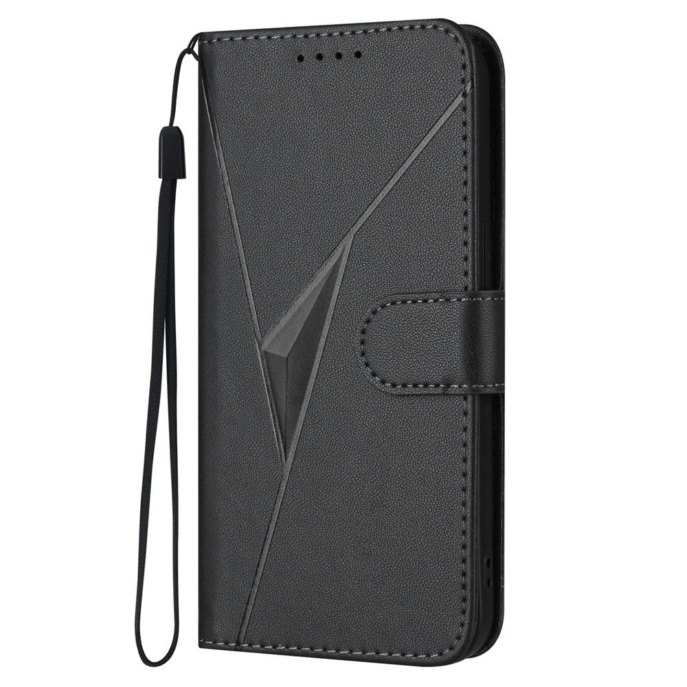 For OPPO K13 5G Triangle Pattern Buckle Clasp Leather Phone Case(Black)