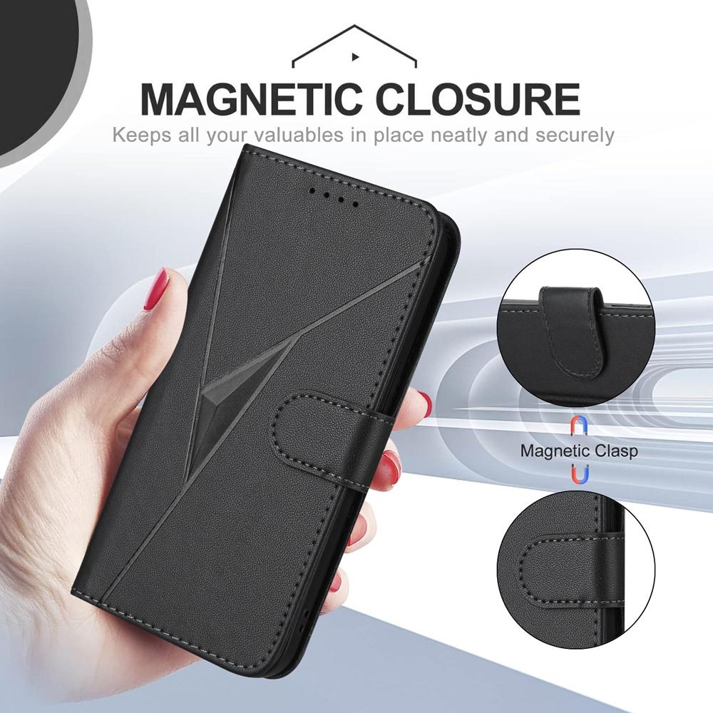 For OPPO K13 5G Triangle Pattern Buckle Clasp Leather Phone Case(Black)