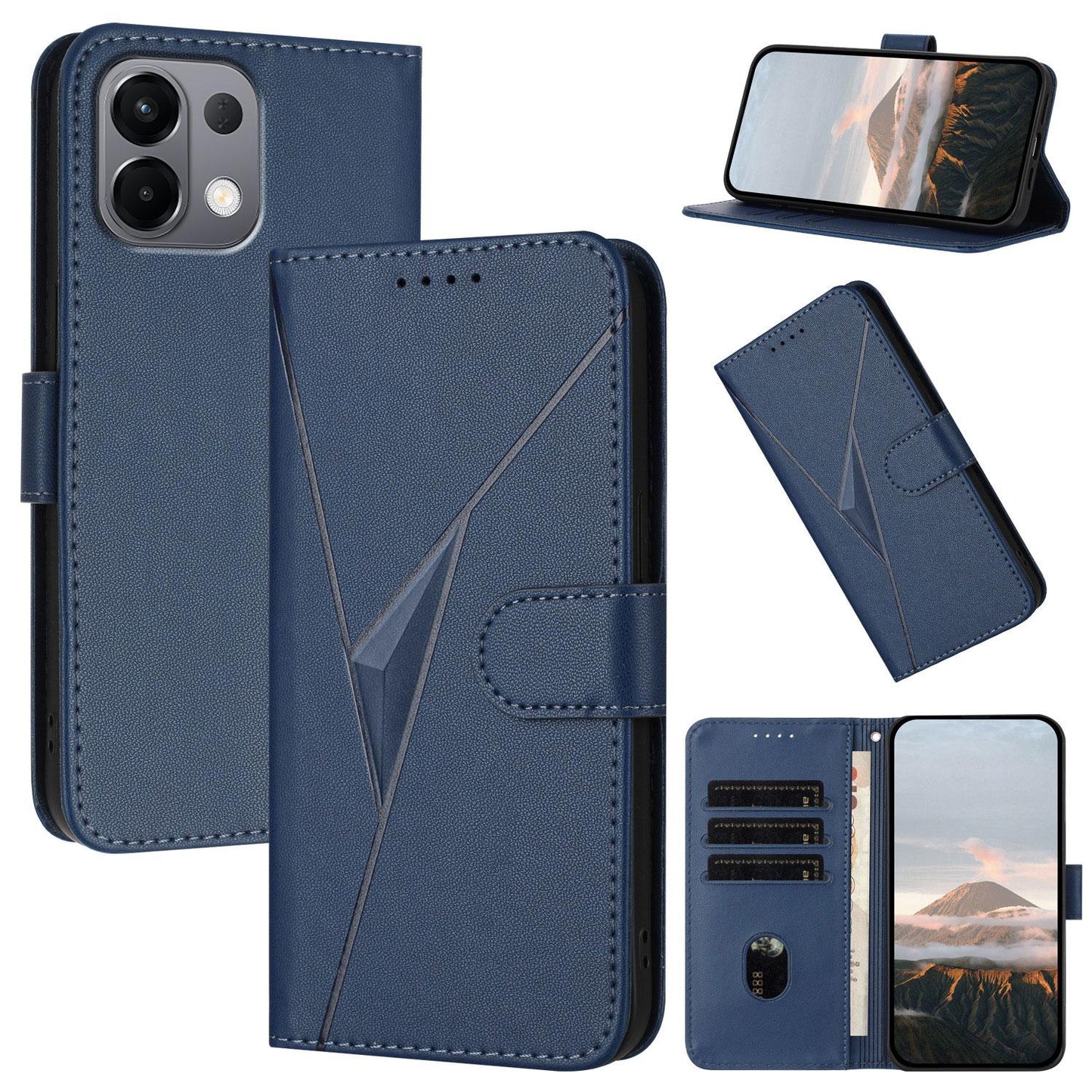 For OPPO K13 5G Triangle Pattern Buckle Clasp Leather Phone Case(Royal Blue)