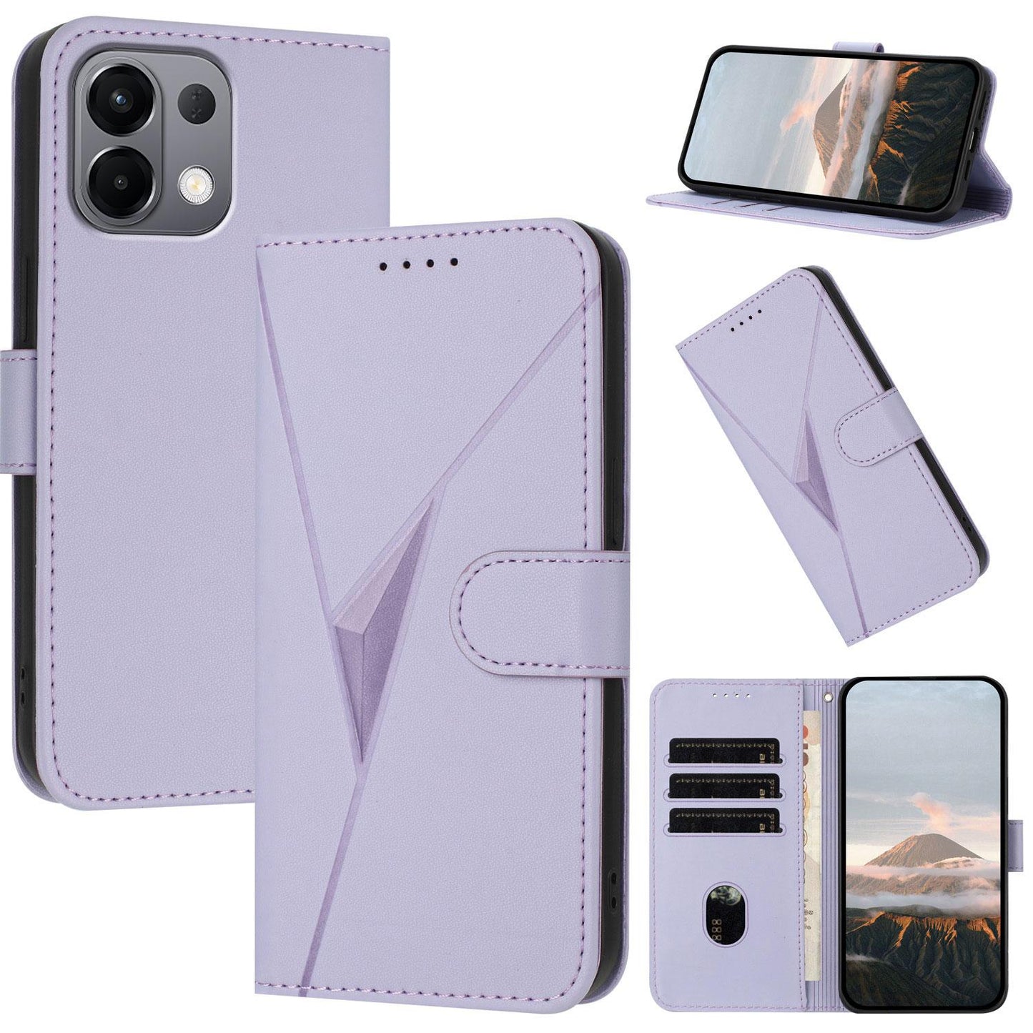 For OPPO K13 5G Triangle Pattern Buckle Clasp Leather Phone Case(Light Purple)