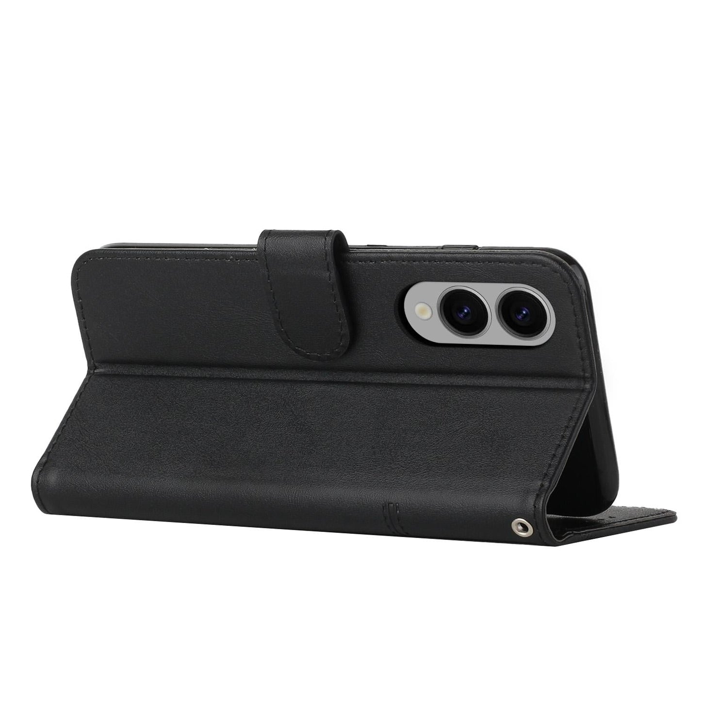 For Samsung Galaxy S25 Edge 5G Stitching Calf Texture Buckle Leather Phone Case(Black)