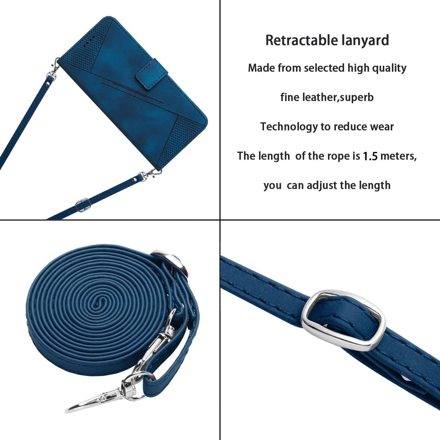 For Samsung Galaxy S25 Edge 5G Dream Triangle Leather Phone Case with Long Lanyard(Blue)