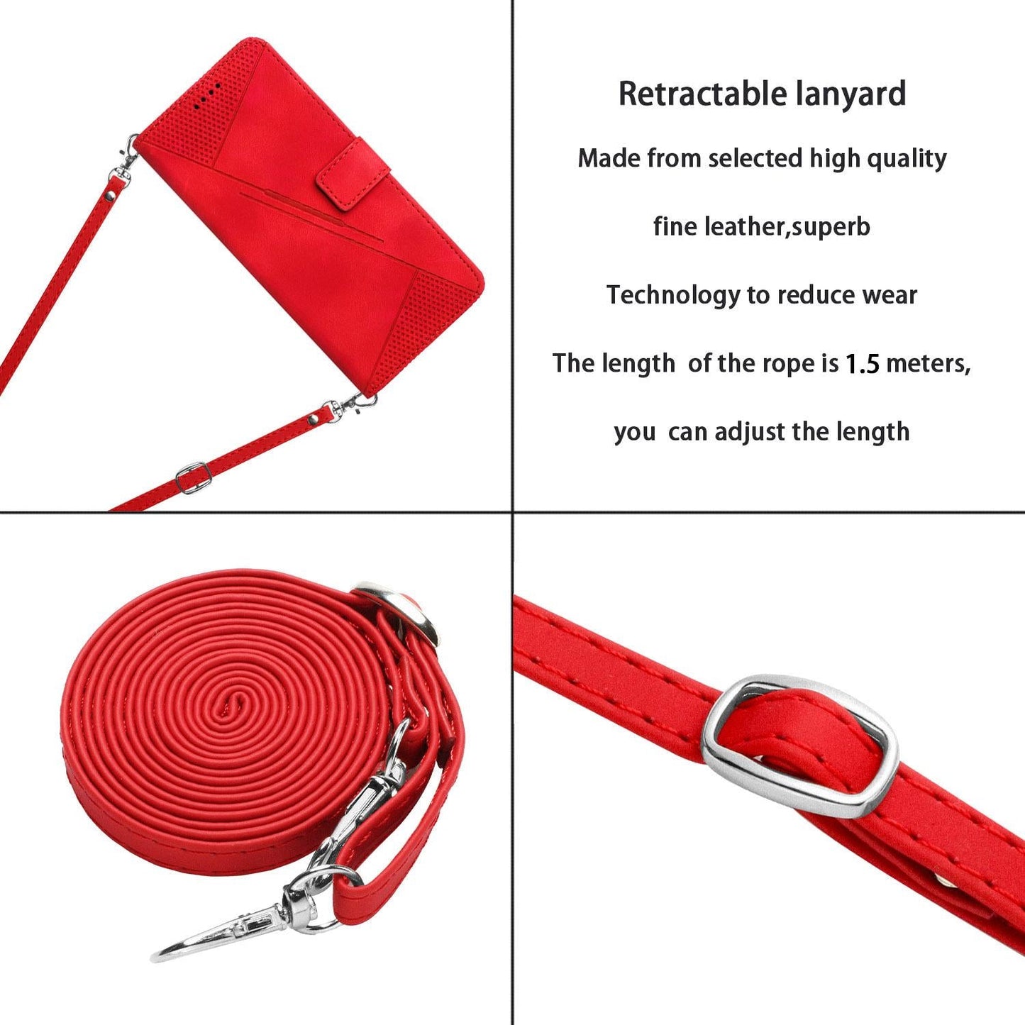 For Samsung Galaxy S25 Edge 5G Dream Triangle Leather Phone Case with Long Lanyard(Red)
