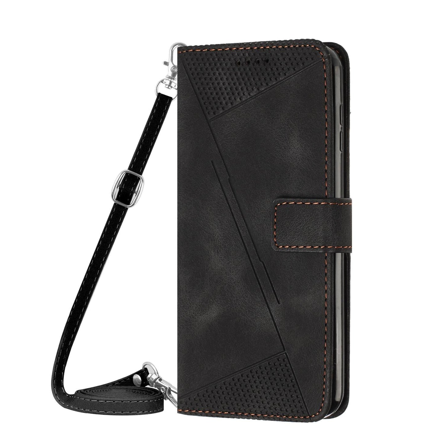 For Samsung Galaxy S25 Edge 5G Dream Triangle Leather Phone Case with Long Lanyard(Black)