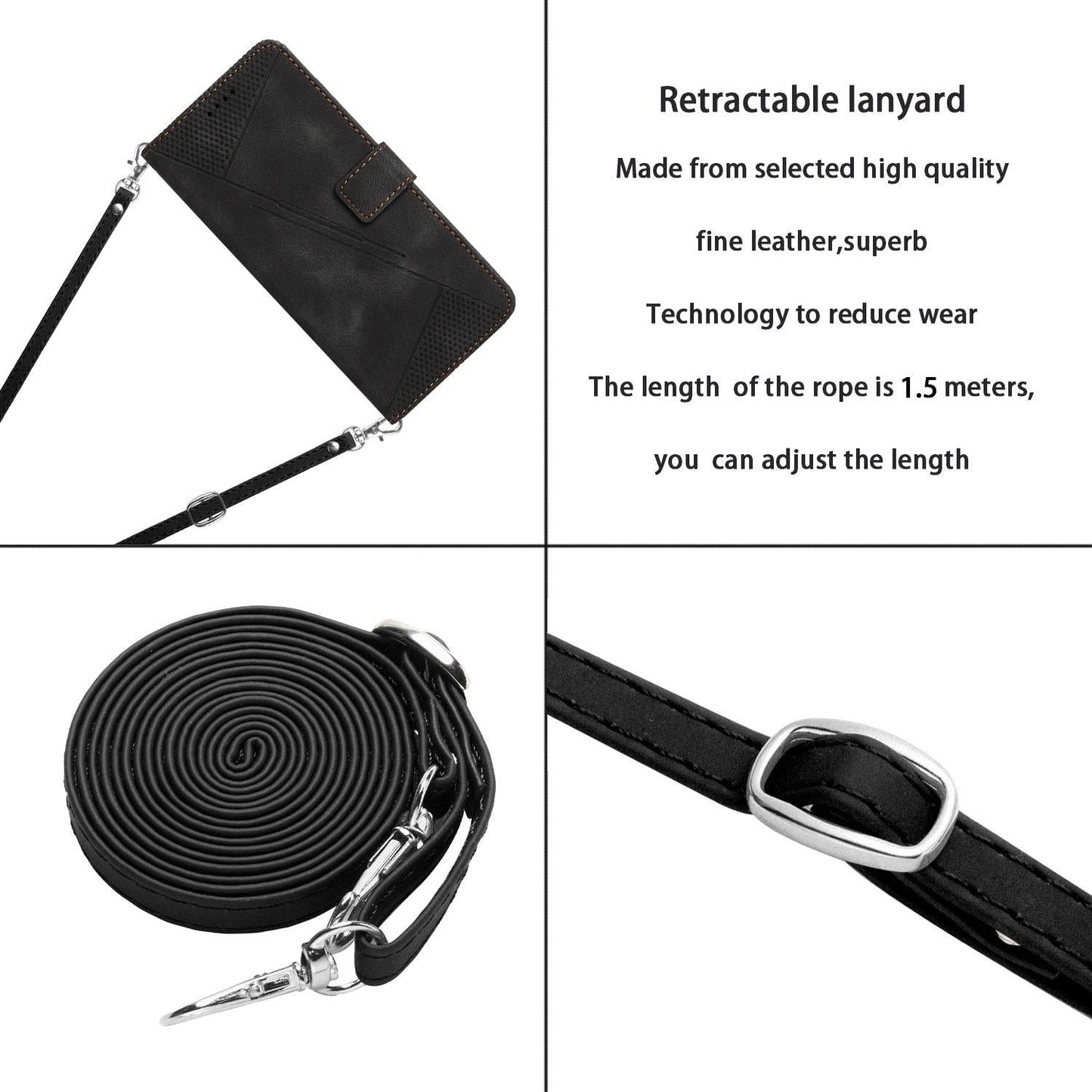 For Samsung Galaxy S25 Edge 5G Dream Triangle Leather Phone Case with Long Lanyard(Black)