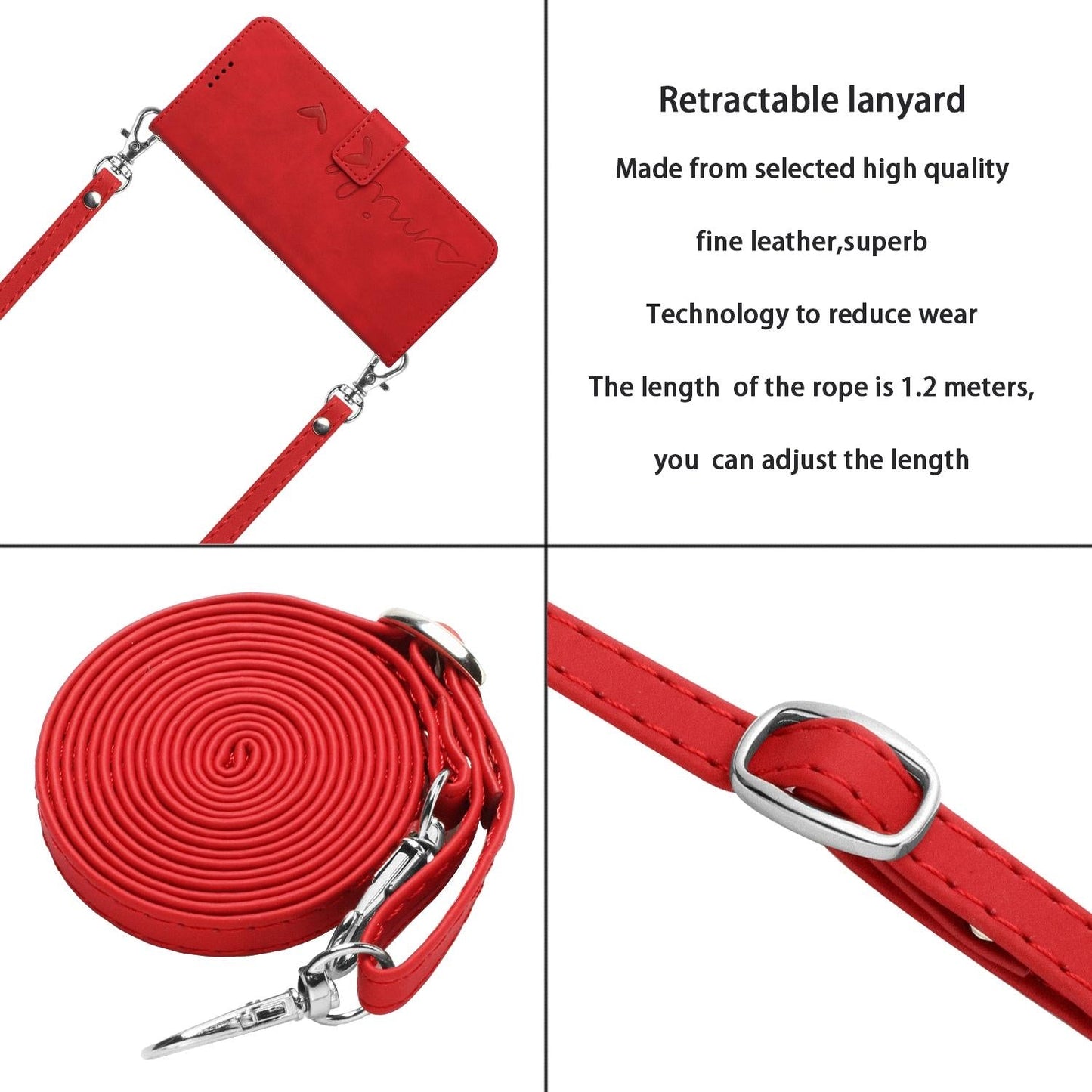 For Samsung Galaxy S25 Edge 5G Skin Feel Heart Embossed Leather Phone Case with Long Lanyard(Red)