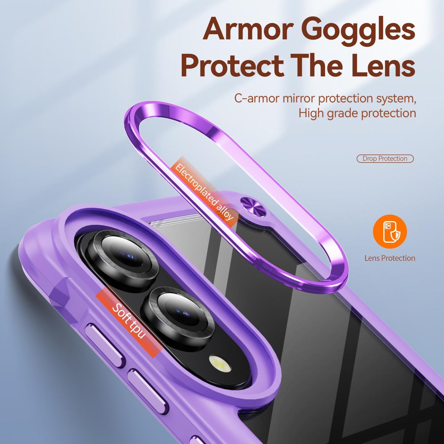 For Samsung Galaxy S25 Edge 5G TPU + PC Lens Protection Phone Case(Purple)