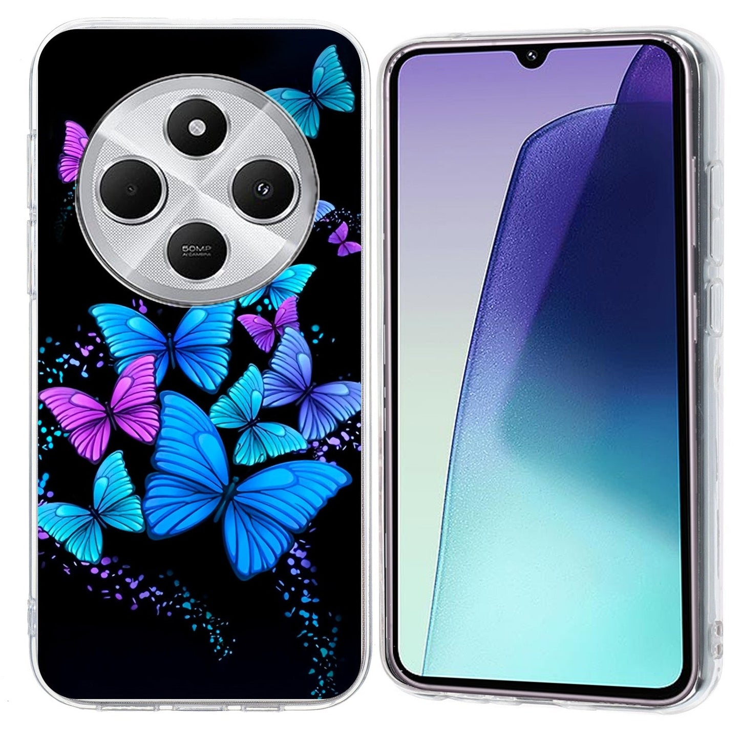 For Redmi 14C 4G Colorful Painting Pattern TPU Phone Case(Color Butterflies)