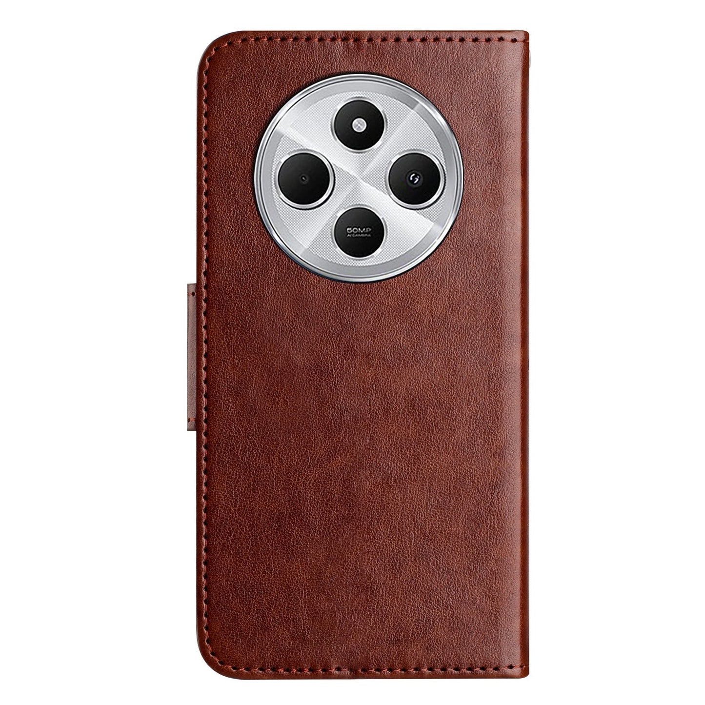 For Redmi 14C Butterfly Flower Pattern Flip Leather Phone Case(Brown)