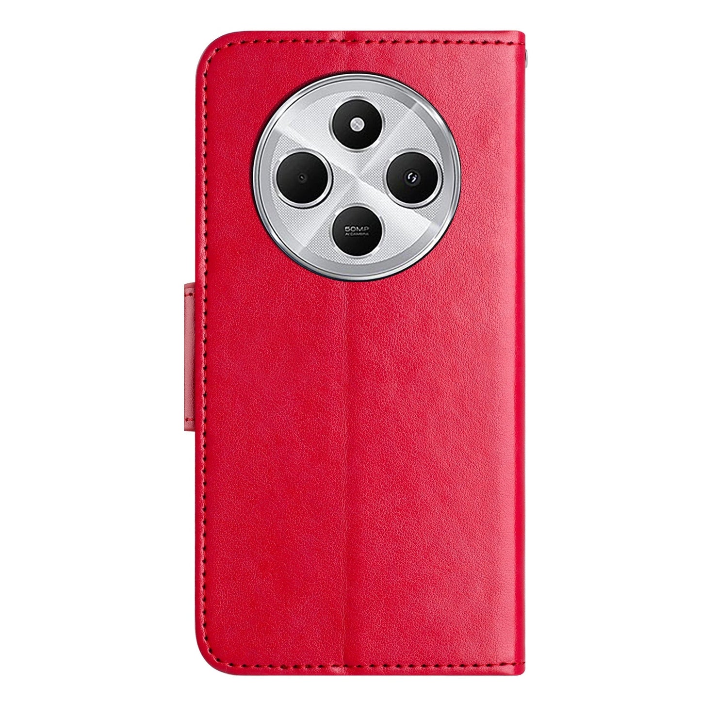 For Redmi 14C Butterfly Flower Pattern Flip Leather Phone Case(Red)