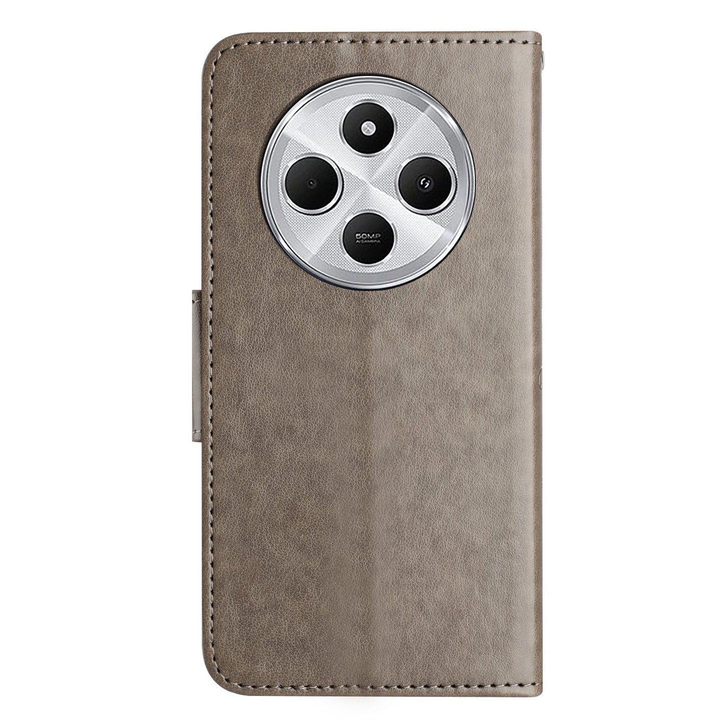 For Redmi 14C Butterfly Flower Pattern Flip Leather Phone Case(Grey)