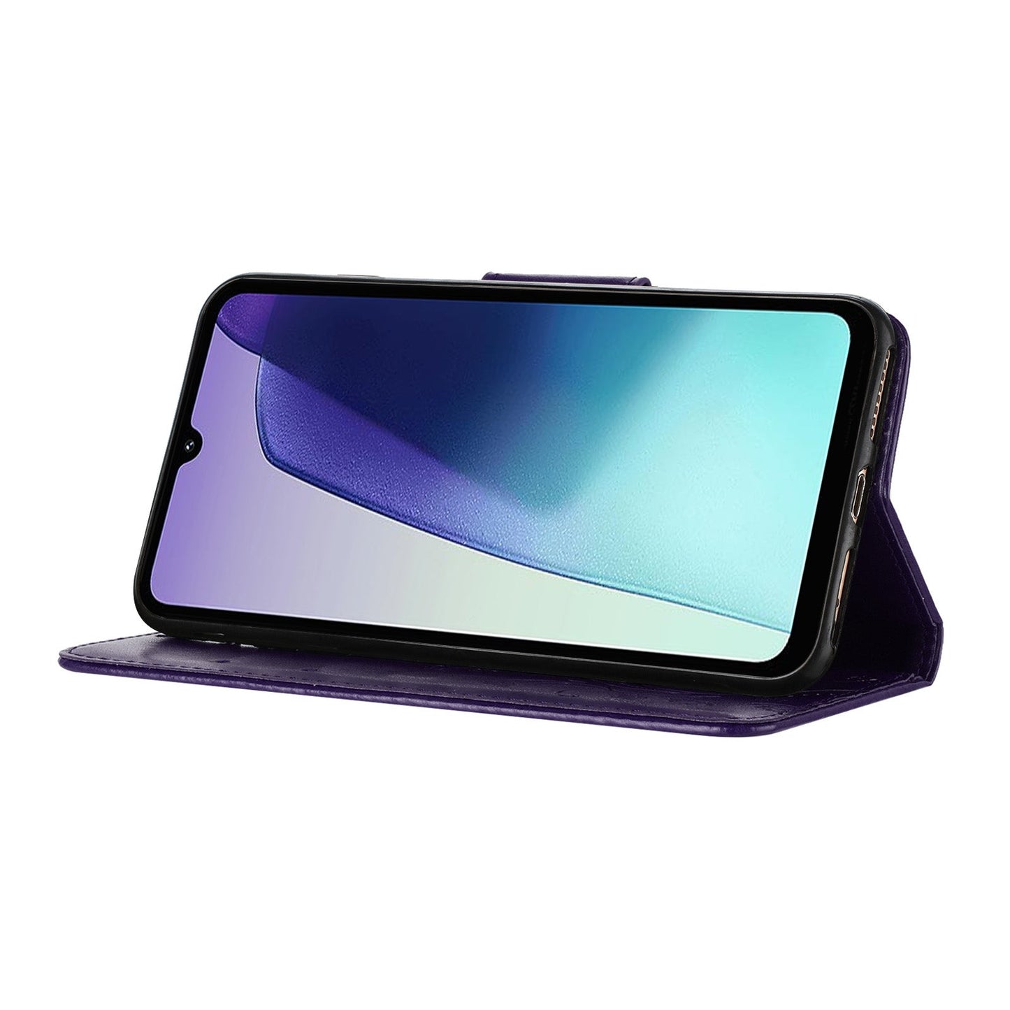 For Redmi 14C Butterfly Flower Pattern Flip Leather Phone Case(Dark Purple)