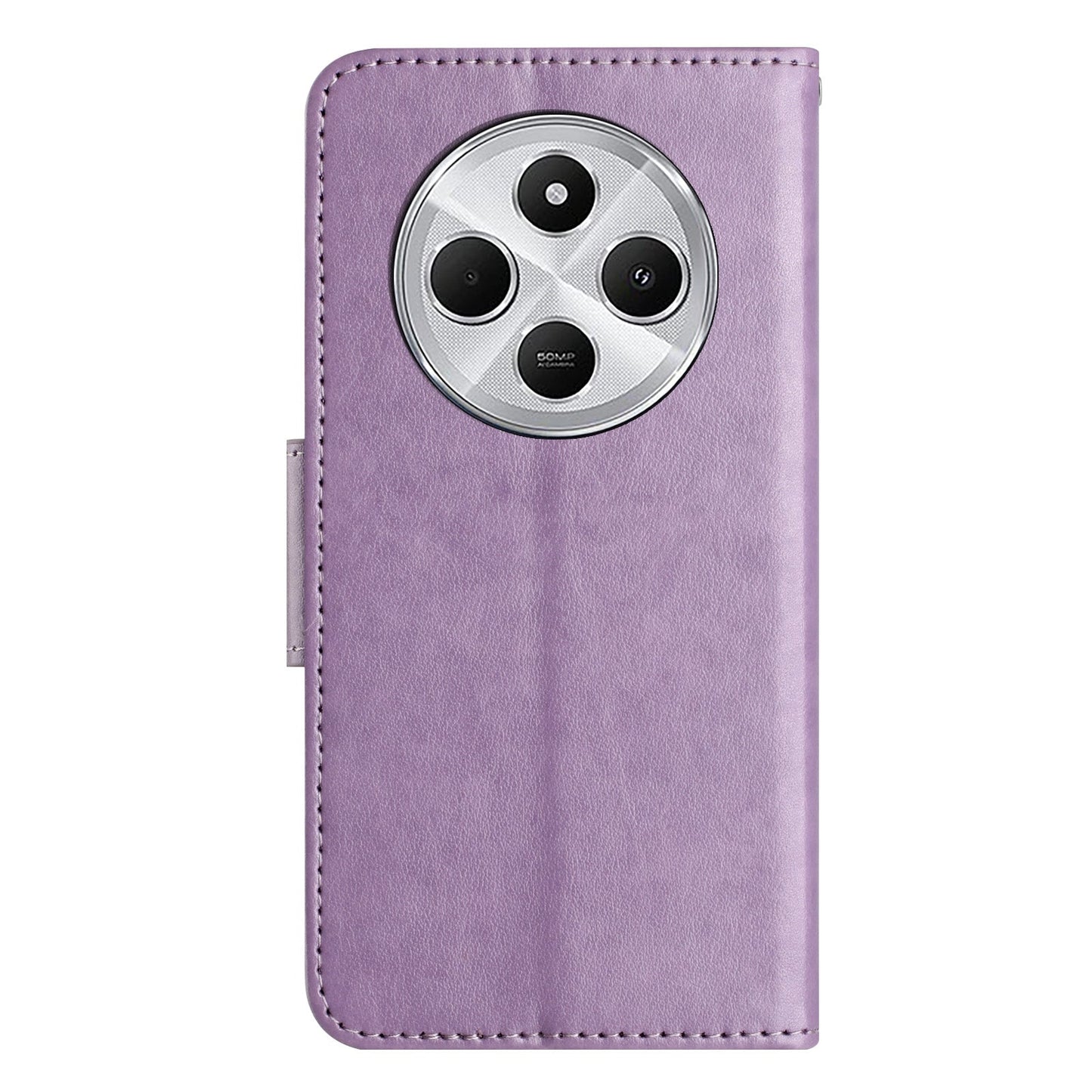 For Redmi 14C Butterfly Flower Pattern Flip Leather Phone Case(Light Purple)