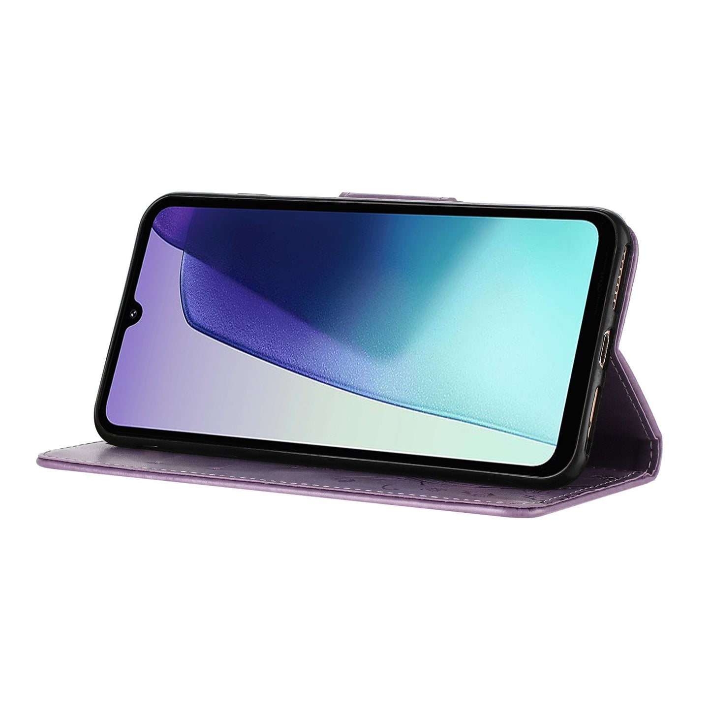 For Redmi 14C Butterfly Flower Pattern Flip Leather Phone Case(Light Purple)