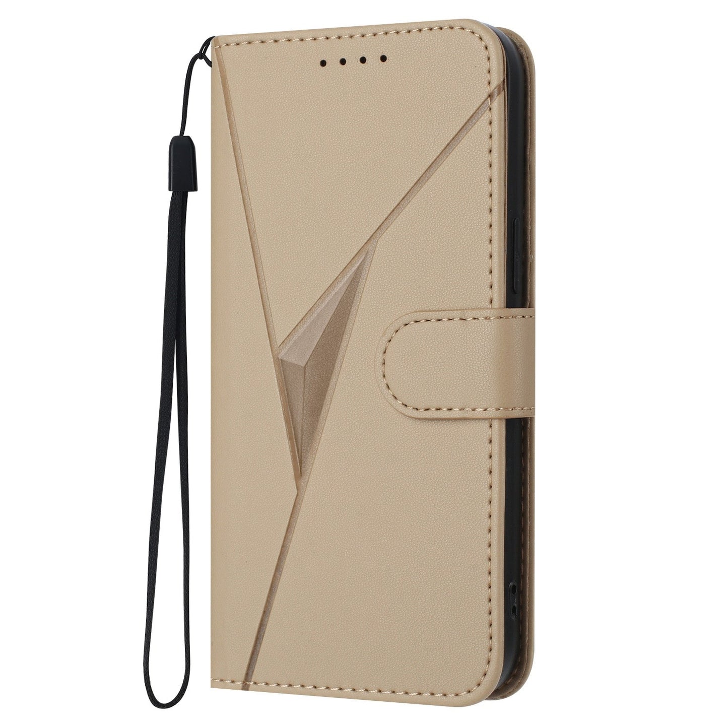 For Redmi 14C 4G Triangle Pattern Buckle Clasp Leather Phone Case(Gold)