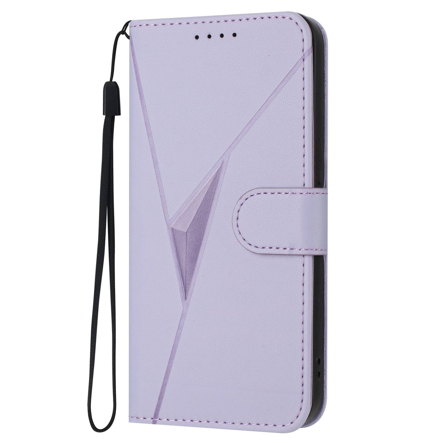 For Redmi 14C 4G Triangle Pattern Buckle Clasp Leather Phone Case(Light Purple)