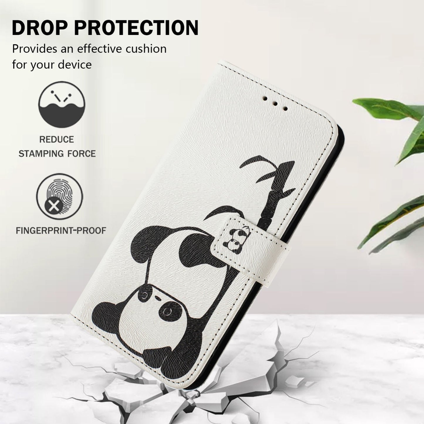 For iPhone 16e Art Colored Drawing Pattern Leather Phone Case(Panda)