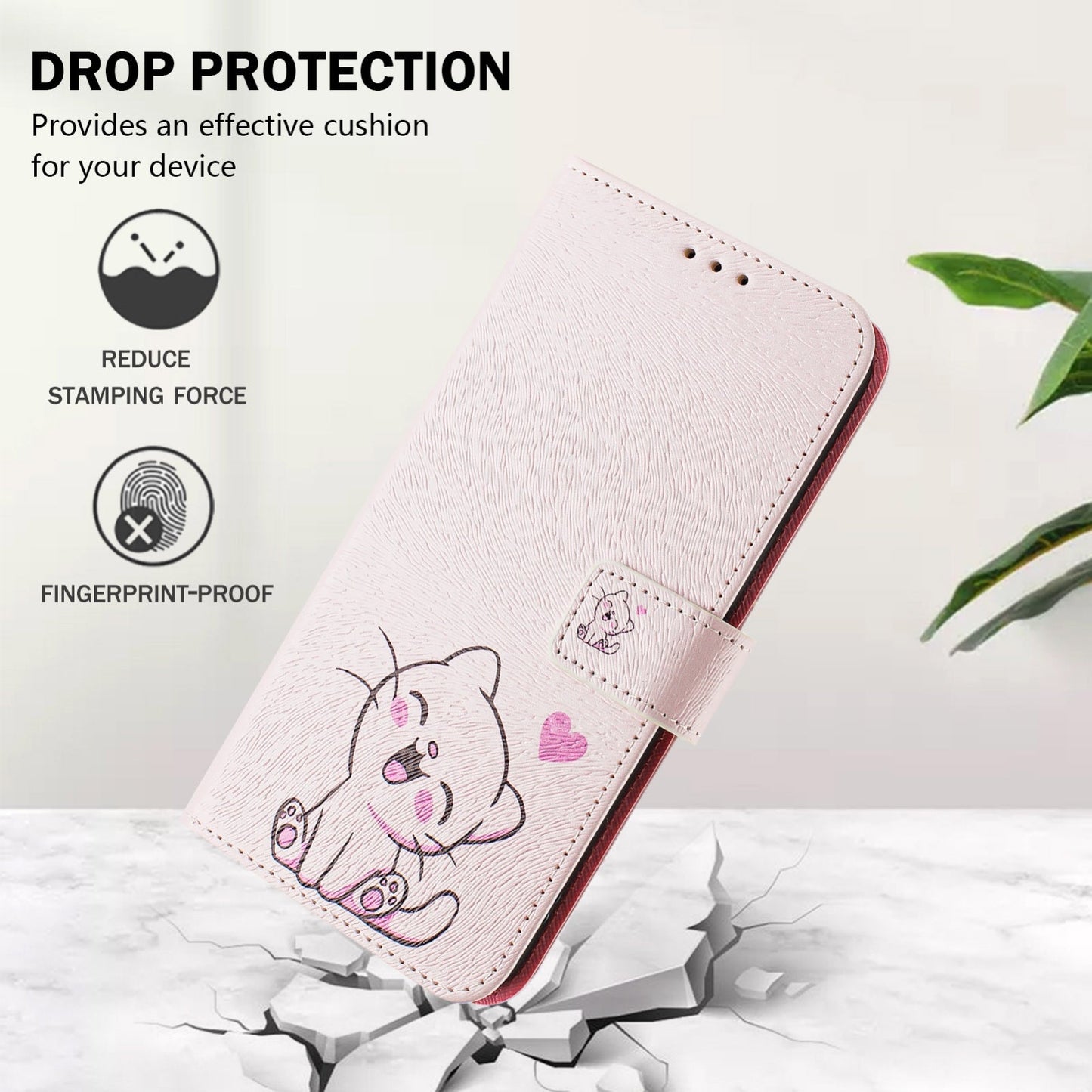 For iPhone 16e Art Colored Drawing Pattern Leather Phone Case(Cute cat)