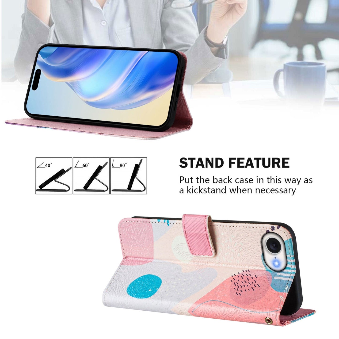 For iPhone 16e Art Colored Drawing Pattern Leather Phone Case(Graffiti puzzle)