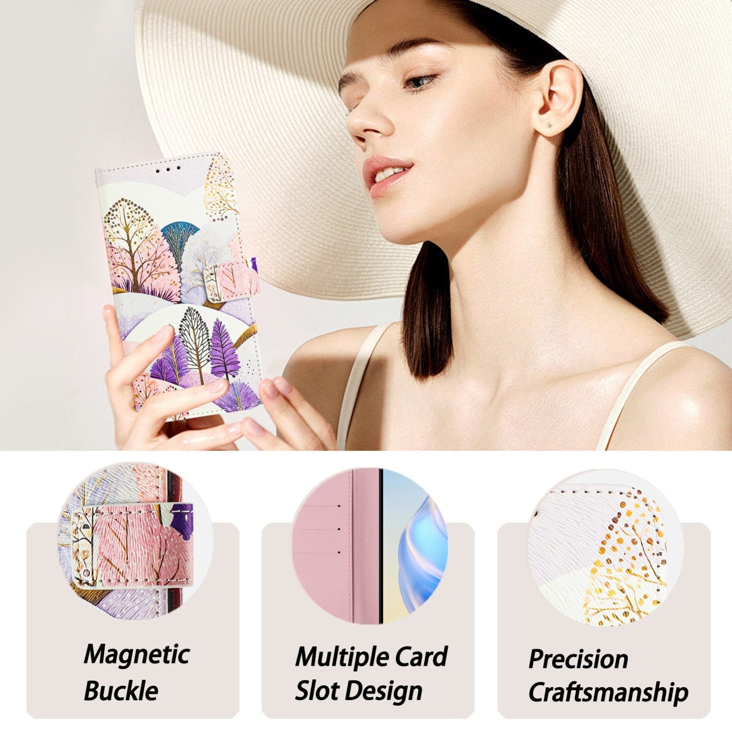 For iPhone 16e Art Colored Drawing Pattern Leather Phone Case(Landscape)