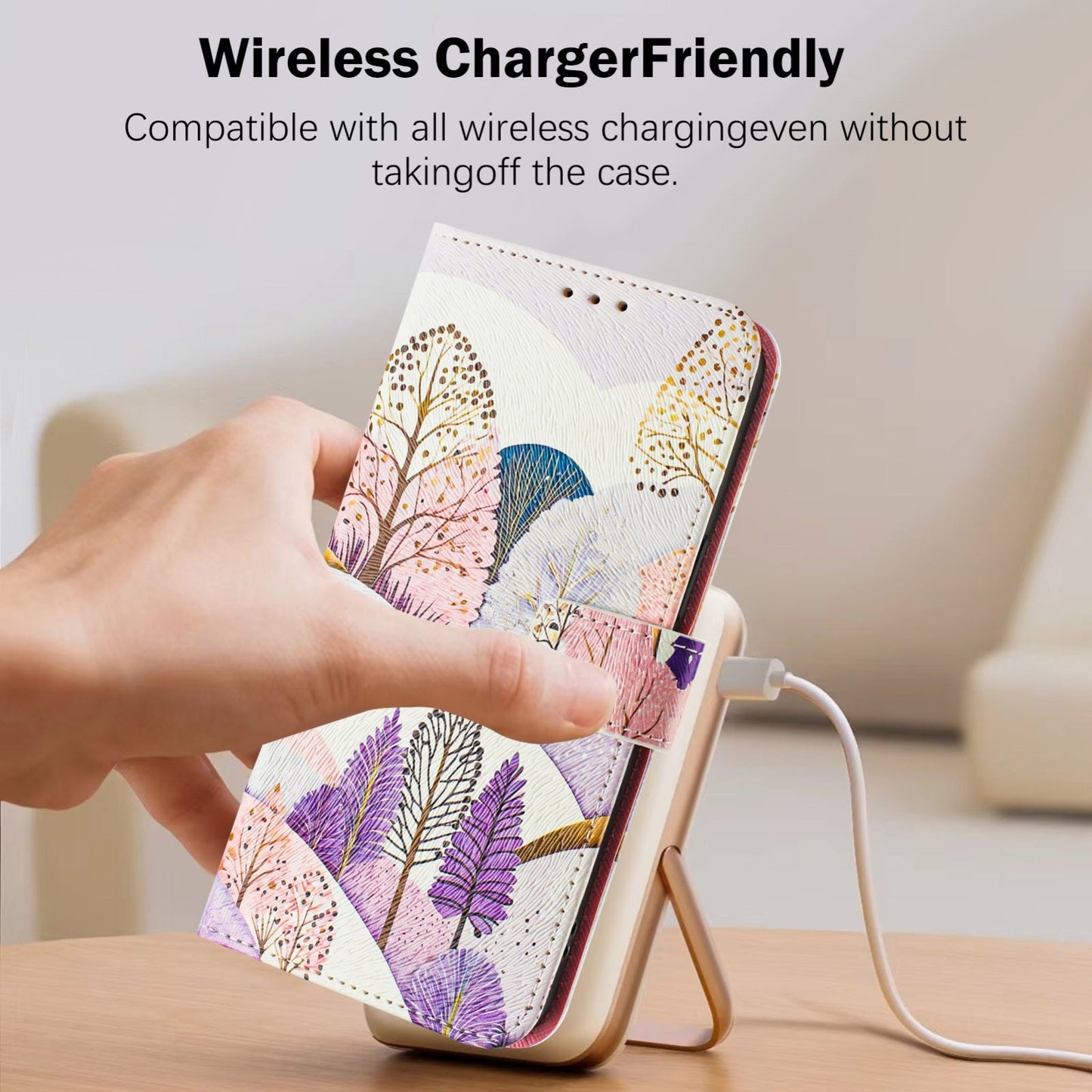 For iPhone 16e Art Colored Drawing Pattern Leather Phone Case(Landscape)