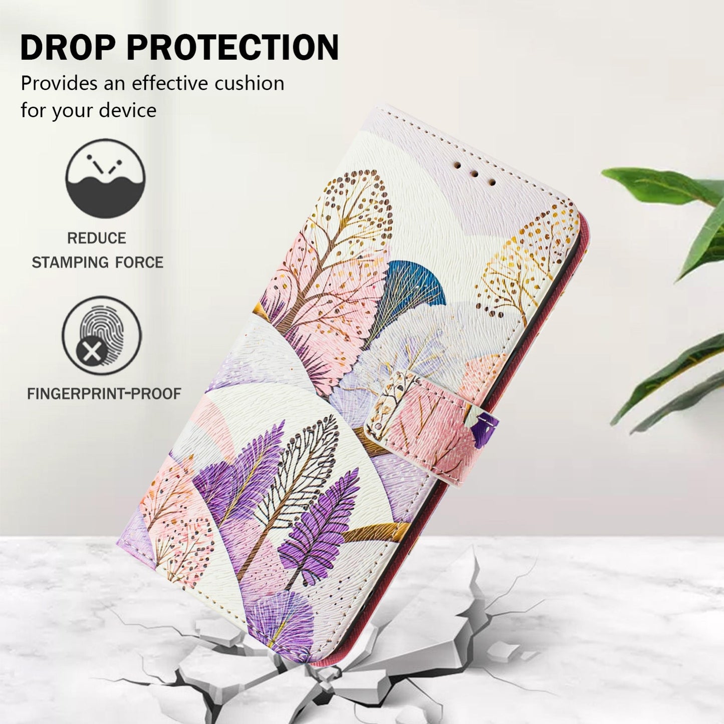 For iPhone 16e Art Colored Drawing Pattern Leather Phone Case(Landscape)