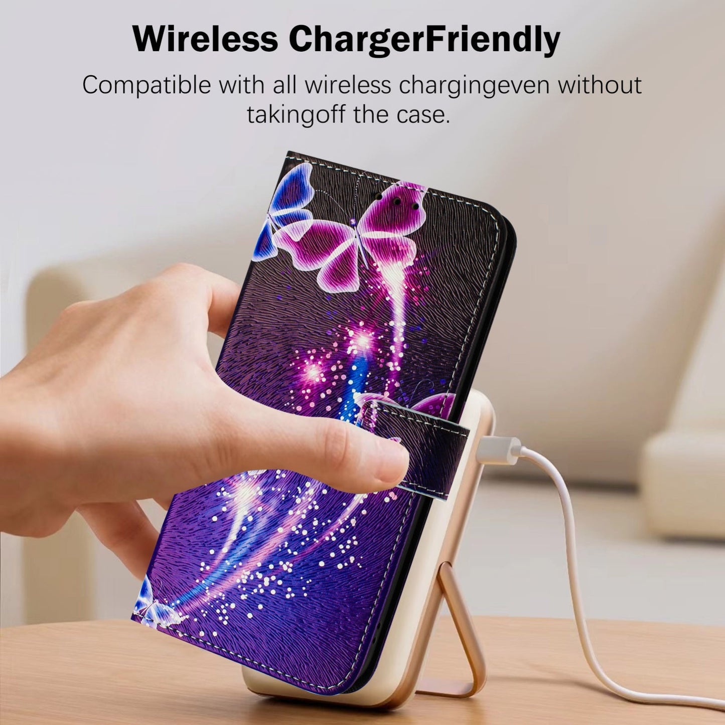 For iPhone 16e Art Colored Drawing Pattern Leather Phone Case(Fireworks butterfly)