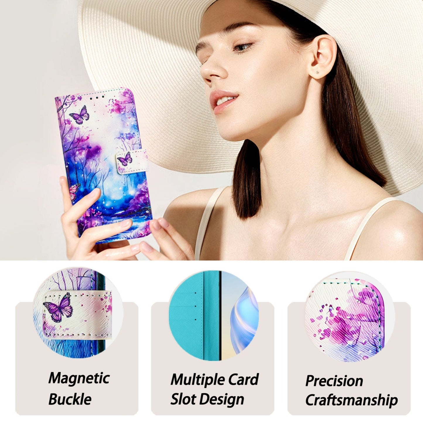 For iPhone 16e Art Colored Drawing Pattern Leather Phone Case(Dreamland)