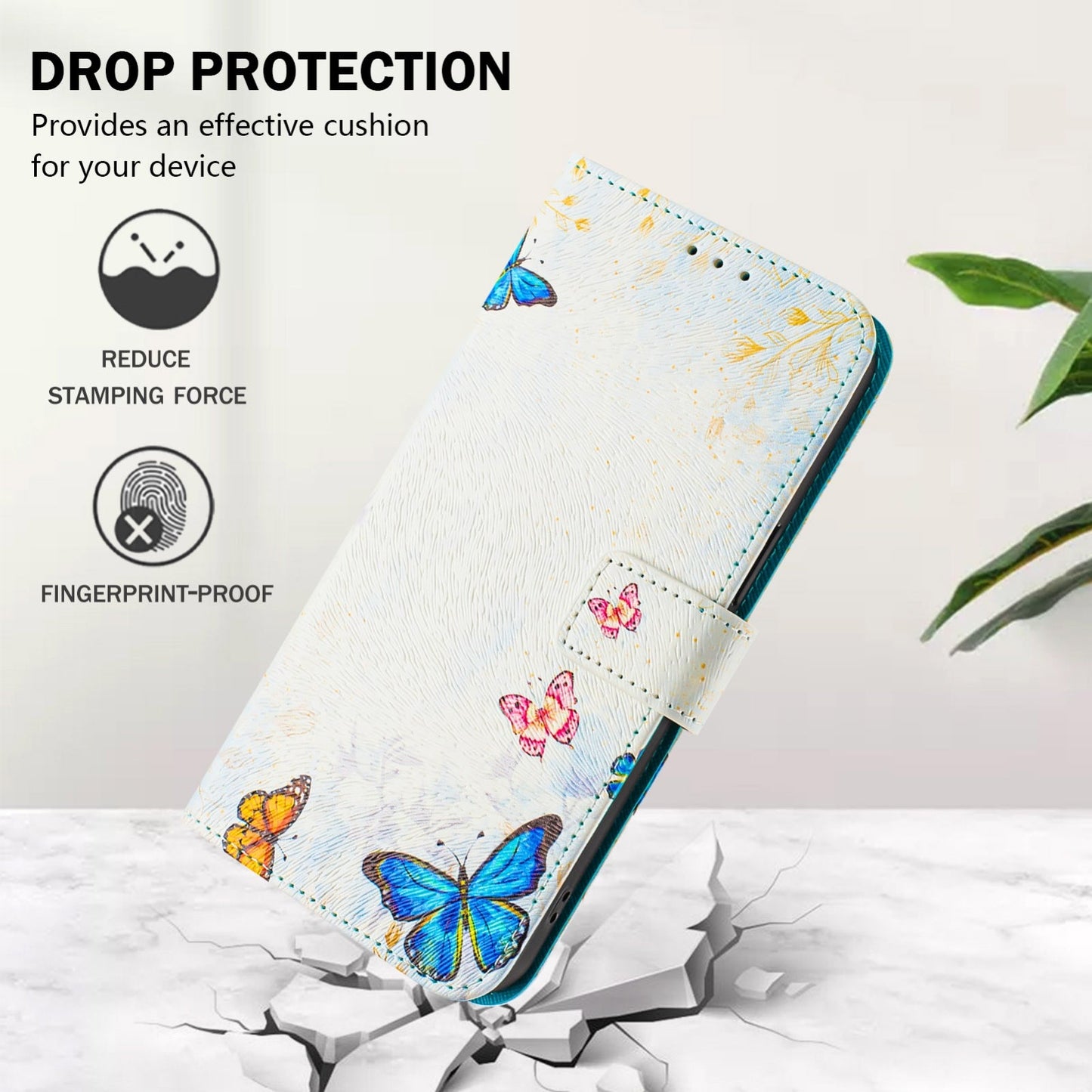 For iPhone 16e Art Colored Drawing Pattern Leather Phone Case(Butterfly house)