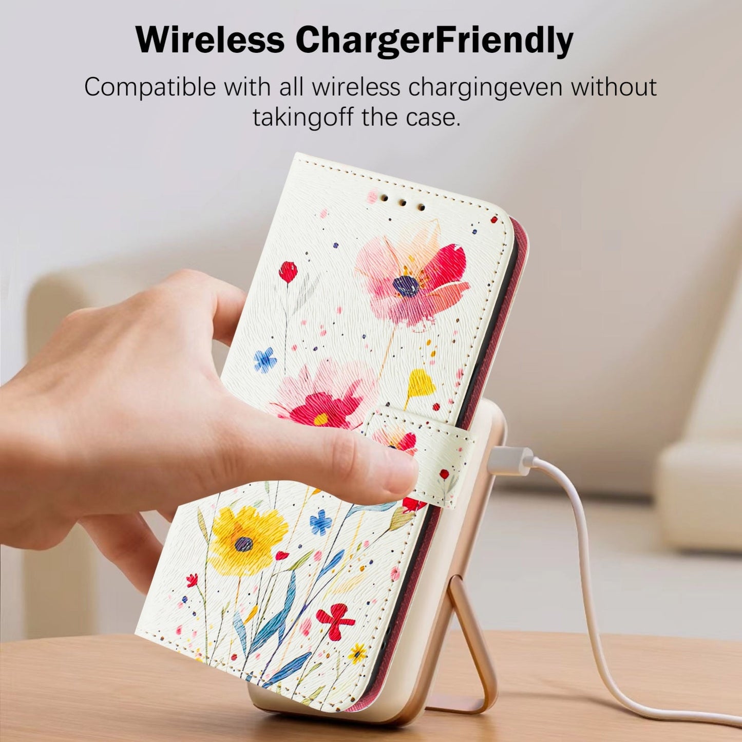 For iPhone 16e Art Colored Drawing Pattern Leather Phone Case(Flowers and plants)