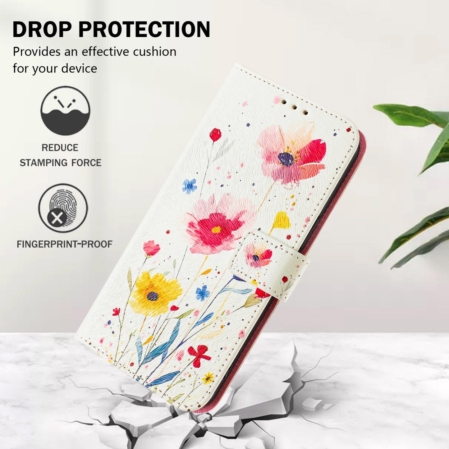 For iPhone 16e Art Colored Drawing Pattern Leather Phone Case(Flowers and plants)