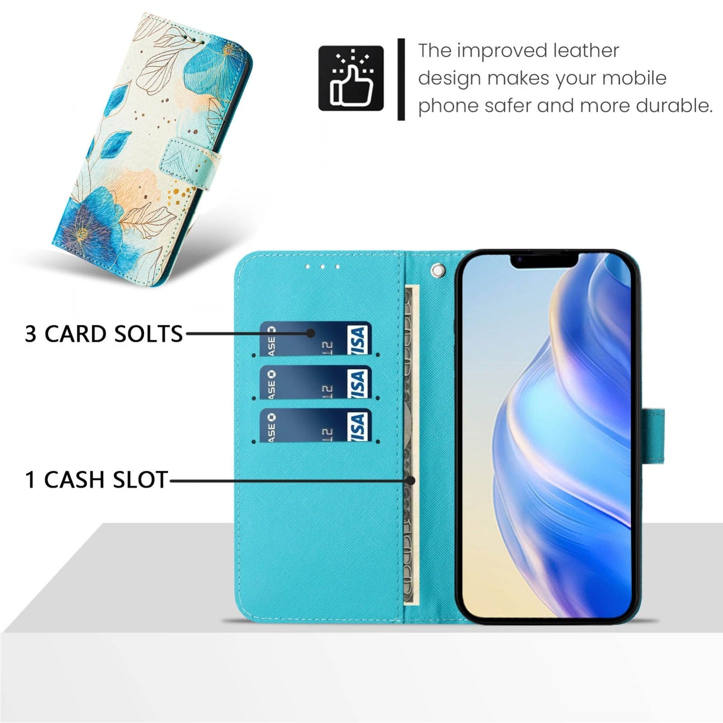 For iPhone 16e Art Colored Drawing Pattern Leather Phone Case(Flowering flowers)