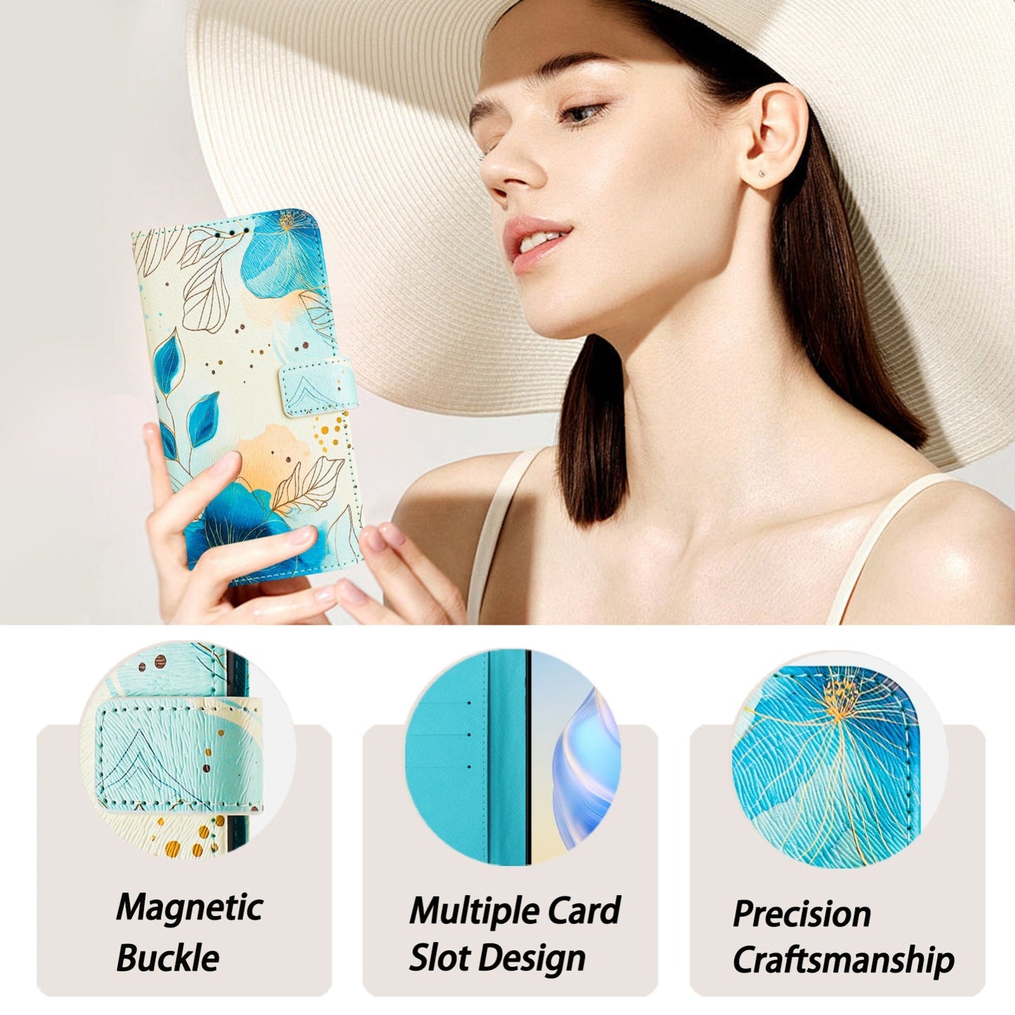 For iPhone 16e Art Colored Drawing Pattern Leather Phone Case(Flowering flowers)